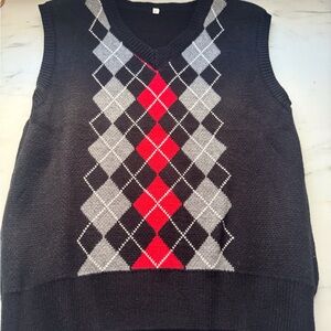Argyle Patterned Sleeveless Sweater Vest